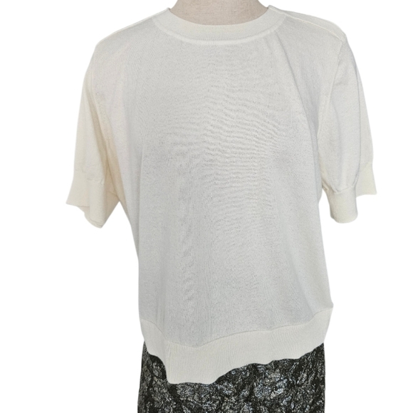 NWT Michael Kors Ivory Knit Short Sleeve  Top - Picture 1 of 8